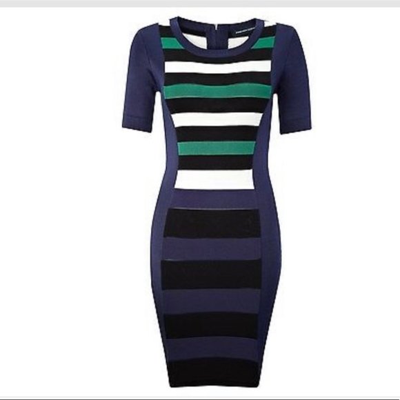 French Connection Striped Bodycon Bandage Dress - Picture 1 of 9